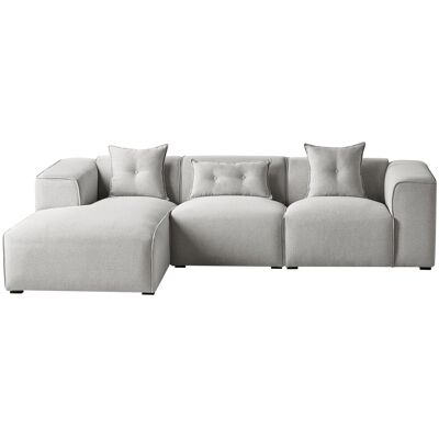 Beliani Canapé D'Angle Côté Droit 3 Places Avec Coussins Rembourré En Tissu Gris Cl - Publicité Beliani Canapé D'Angle Côté Droit 3 Places Avec Coussins Rembourré En Tissu Gris Cl - Publicité