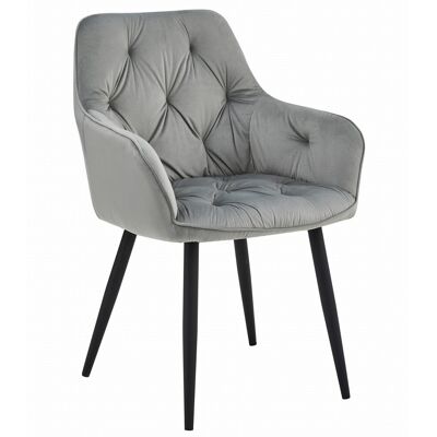 Sans Marque Fauteuil Jork - Velours Gris Argenté / Pieds Noirs X 1 - Publicité Sans Marque Fauteuil Jork - Velours Gris Argenté / Pieds Noirs X 1 - Publicité