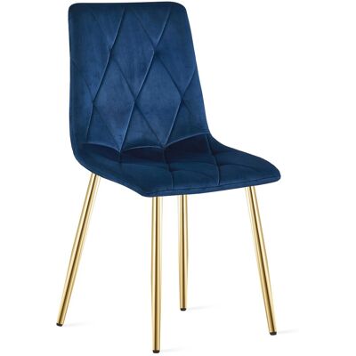 Sans Marque Fauteuil Libra - Velours Bleu Marine / Pieds Dorés X 1 - Publicité Sans Marque Fauteuil Libra - Velours Bleu Marine / Pieds Dorés X 1 - Publicité