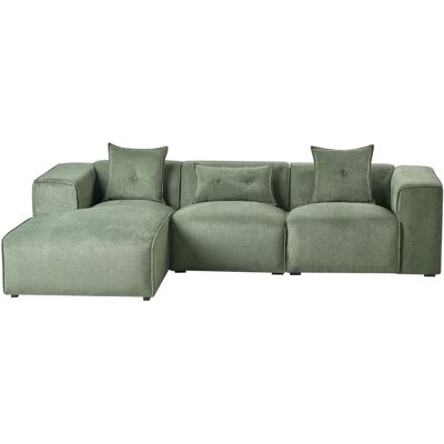 Beliani Canapé D'Angle Côté Droit 3 Places Avec Coussins Rembourré En Tissu Chenill - Publicité Beliani Canapé D'Angle Côté Droit 3 Places Avec Coussins Rembourré En Tissu Chenill - Publicité