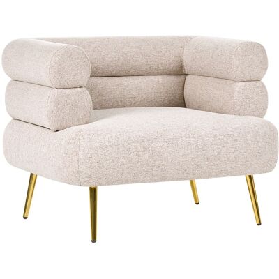 Beliani Fauteuil D'Appoint En Tissu Pieds En Acier Doré Meuble De Salon Chambre Beige Bo - Publicité Beliani Fauteuil D'Appoint En Tissu Pieds En Acier Doré Meuble De Salon Chambre Beige Bo - Publicité