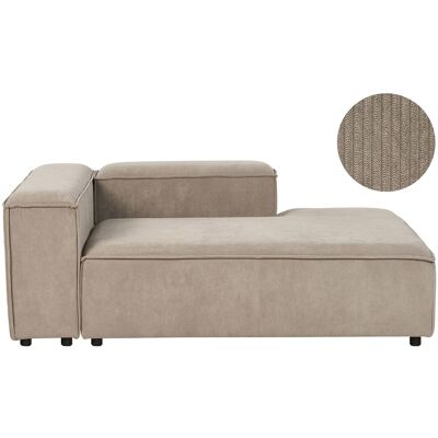 Beliani Chaise Longue Moderne Côté Gauche En Velours Côtelé Rembourré Pieds Noirs Taupe - Publicité Beliani Chaise Longue Moderne Côté Gauche En Velours Côtelé Rembourré Pieds Noirs Taupe - Publicité