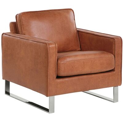 Beliani - Fauteuil - Vind - En Cuir Pu Marron Doré - Publicité Beliani - Fauteuil - Vind - En Cuir Pu Marron Doré - Publicité