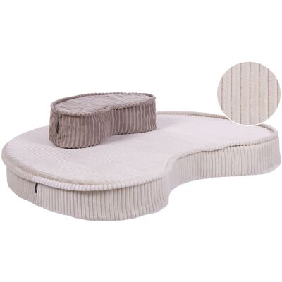 Beliani Lot De 2 Coussins De Sol En Velours Côtelé En Forme De Haricot Beige Et Marron - Publicité Beliani Lot De 2 Coussins De Sol En Velours Côtelé En Forme De Haricot Beige Et Marron - Publicité