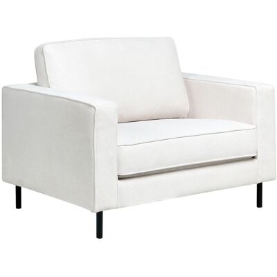 Beliani Fauteuil Moderne Minimaliste Pieds En Métal Avec Coussins Tissu Blanc Cassé Sava - Publicité Beliani Fauteuil Moderne Minimaliste Pieds En Métal Avec Coussins Tissu Blanc Cassé Sava - Publicité