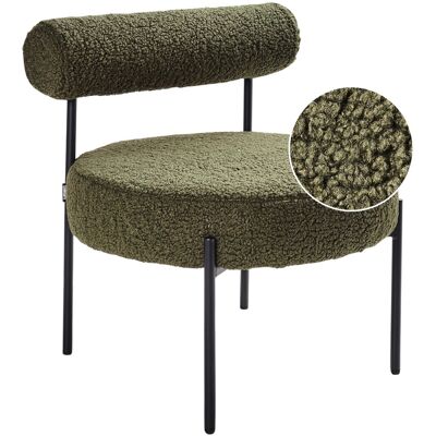 Beliani Chaise D'Appoint En Bouclé Sans Accoudoirs Dossier Roulant Vert Alpha - Publicité Beliani Chaise D'Appoint En Bouclé Sans Accoudoirs Dossier Roulant Vert Alpha - Publicité