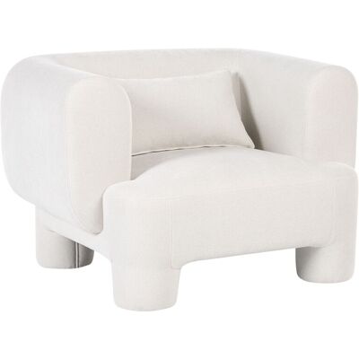Beliani Fauteuil En Tissu Rembourré Moelleux Pieds Cylindriques Dossier Incurvé Blanc Ho - Publicité Beliani Fauteuil En Tissu Rembourré Moelleux Pieds Cylindriques Dossier Incurvé Blanc Ho - Publicité