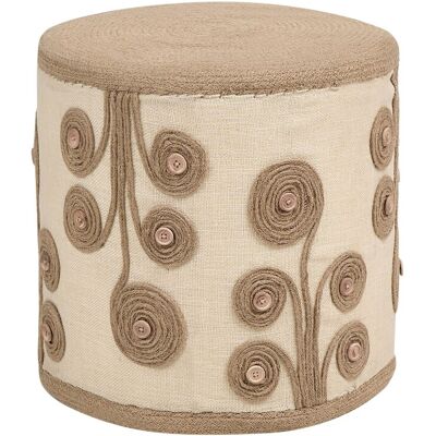 Beliani Modèle Diman - Pouf rond en jute - Blanc et beige - Publicité Beliani Modèle Diman - Pouf rond en jute - Blanc et beige - Publicité