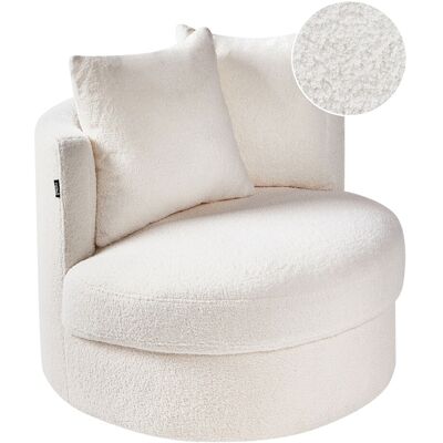 Beliani Fauteuil Moderne Et Glam En Bouclé Pivotant Base En Fer Blanc Dalby - Publicité Beliani Fauteuil Moderne Et Glam En Bouclé Pivotant Base En Fer Blanc Dalby - Publicité