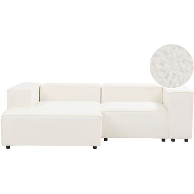 Beliani Canapé D'Angle À Droite Moderne 2 Places Modulable Pieds Noirs Bouclé Blanc - Publicité Beliani Canapé D'Angle À Droite Moderne 2 Places Modulable Pieds Noirs Bouclé Blanc - Publicité