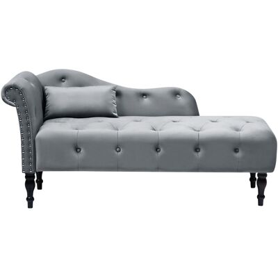 Beliani Chaise Longue Classique À Gauche Capitonnage Boutons Avec Coussin Velours Gris - Publicité Beliani Chaise Longue Classique À Gauche Capitonnage Boutons Avec Coussin Velours Gris - Publicité