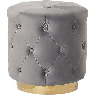 Beliani Pouf Déco Capitonné Base Dorée 40 X 41 Cm En Velours Gris Clair Carrolton - Publicité Beliani Pouf Déco Capitonné Base Dorée 40 X 41 Cm En Velours Gris Clair Carrolton - Publicité