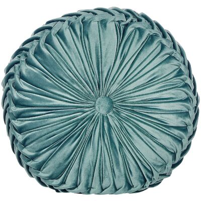 Beliani Coussin Décoratif Bleu-Vert En Velours 40 Cm Rond Tissu Plissé Design Glamour Ud - Publicité Beliani Coussin Décoratif Bleu-Vert En Velours 40 Cm Rond Tissu Plissé Design Glamour Ud - Publicité