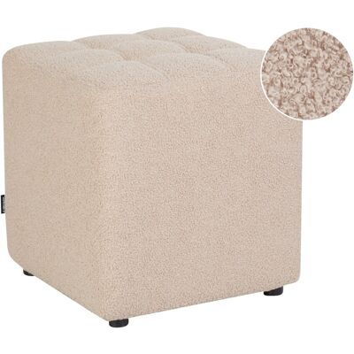 Beliani Tabouret Ottoman Forme Cubique Moderne En Tissu Bouclé Beige Kansas - Publicité Beliani Tabouret Ottoman Forme Cubique Moderne En Tissu Bouclé Beige Kansas - Publicité
