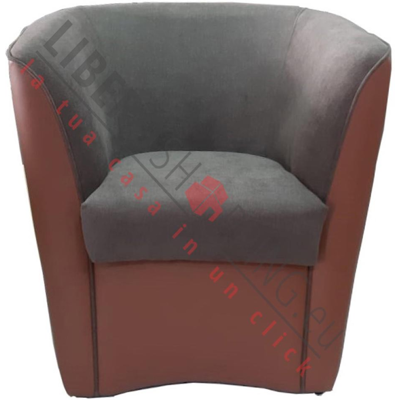 Liberoshopping Fauteuil Bicolor Valentina En Éco-Cuir Marron Et Assise En Tissu Gris - Publicité Liberoshopping Fauteuil Bicolor Valentina En Éco-Cuir Marron Et Assise En Tissu Gris - Publicité