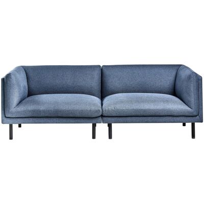 Beliani Canapé 3 Places Rembourré Pieds En Bois Mobilier Salon En Tissu Polyester Bleu F - Publicité Beliani Canapé 3 Places Rembourré Pieds En Bois Mobilier Salon En Tissu Polyester Bleu F - Publicité