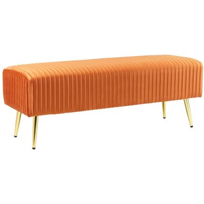Beliani Banquette D'Intérieur Glamour Pieds En Métal Dorés En Velours Orange Paterson - Publicité Beliani Banquette D'Intérieur Glamour Pieds En Métal Dorés En Velours Orange Paterson - Publicité