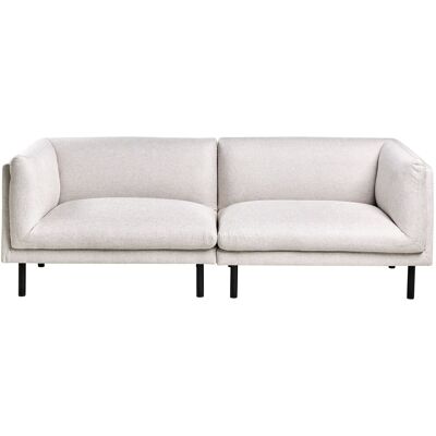 Beliani Canapé 3 Places Rembourré Pieds En Bois Mobilier Salon En Tissu Polyester Beige - Publicité Beliani Canapé 3 Places Rembourré Pieds En Bois Mobilier Salon En Tissu Polyester Beige - Publicité