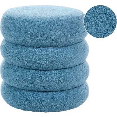 Beliani Pouf En Tissu Bouclé Rond Meuble De Chambre Salon Bleu Sumpter - Publicité Beliani Pouf En Tissu Bouclé Rond Meuble De Chambre Salon Bleu Sumpter - Publicité