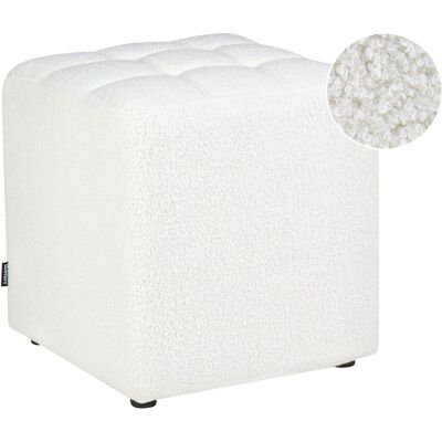 Beliani Tabouret Ottoman Forme Cubique Moderne En Tissu Bouclé Blanc Kansas - Publicité Beliani Tabouret Ottoman Forme Cubique Moderne En Tissu Bouclé Blanc Kansas - Publicité