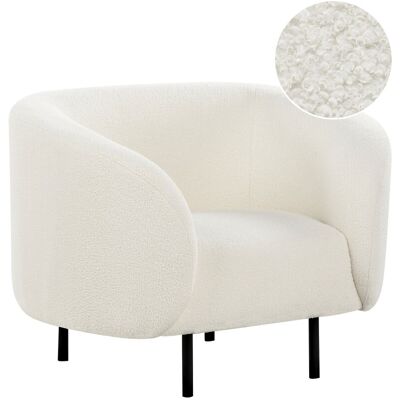 Beliani Fauteuil Incurvé Design Art Déco Moderne Avec Pieds Noirs En Tissu Bouclé Blanc - Publicité Beliani Fauteuil Incurvé Design Art Déco Moderne Avec Pieds Noirs En Tissu Bouclé Blanc - Publicité