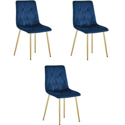Sans Marque Fauteuil Libra - Velours Bleu Marine / Pieds Dorés X 3 - Publicité Sans Marque Fauteuil Libra - Velours Bleu Marine / Pieds Dorés X 3 - Publicité