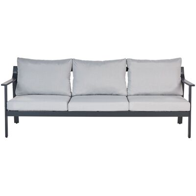 Beliani Canapé De Jardin 3 Places Métal Noir Avec Coussins Épais Déperlants Gris Clair - Publicité Beliani Canapé De Jardin 3 Places Métal Noir Avec Coussins Épais Déperlants Gris Clair - Publicité