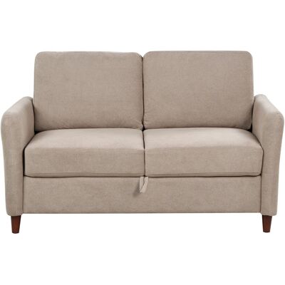 Beliani Canapé 2 Places Moderne En Tissu Avec Accoudoirs Rembourré Rangement Taupe Mare - Publicité Beliani Canapé 2 Places Moderne En Tissu Avec Accoudoirs Rembourré Rangement Taupe Mare - Publicité