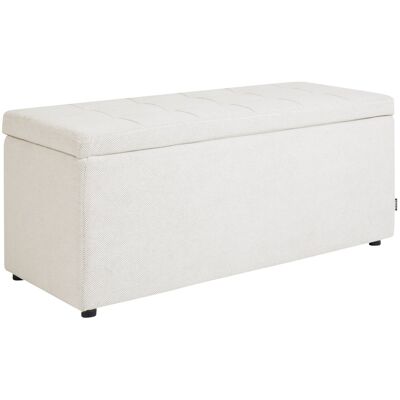 Beliani Tabouret Moderne Ottoman Rectangulaire Rembourré En Tissu Polyester Blanc Cassé - Publicité Beliani Tabouret Moderne Ottoman Rectangulaire Rembourré En Tissu Polyester Blanc Cassé - Publicité