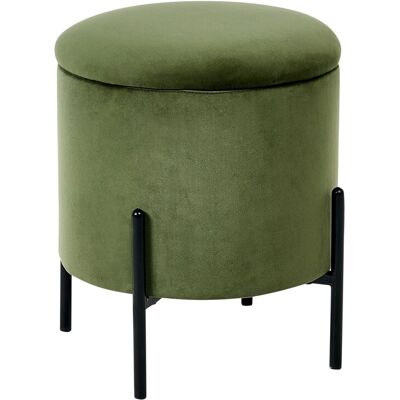 Beliani Pouf De Rangement En Velours Rembourré Base En Bois Rond Vert Foncé Wenona - Publicité Beliani Pouf De Rangement En Velours Rembourré Base En Bois Rond Vert Foncé Wenona - Publicité