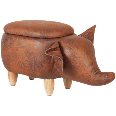 Beliani - Tabouret Pour Enfant - Elephant - Avec Rangement, En Cuir Pu Marron Fo - Publicité Beliani - Tabouret Pour Enfant - Elephant - Avec Rangement, En Cuir Pu Marron Fo - Publicité