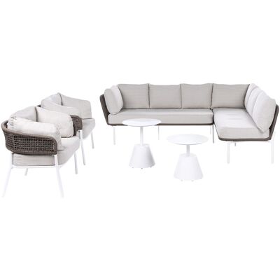 Beliani Ensemble De Salon De Jardin Tressé 7 Places Avec Canapé D'Angle Fauteuils Et 2 T - Publicité Beliani Ensemble De Salon De Jardin Tressé 7 Places Avec Canapé D'Angle Fauteuils Et 2 T - Publicité