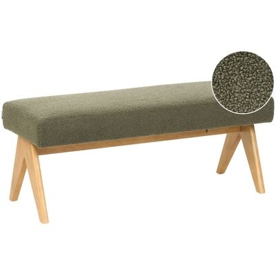 Beliani Banc De Lit Siège De Couloir Pieds En Bois Marron Clair Revêtement Rembourré Bou - Publicité Beliani Banc De Lit Siège De Couloir Pieds En Bois Marron Clair Revêtement Rembourré Bou - Publicité