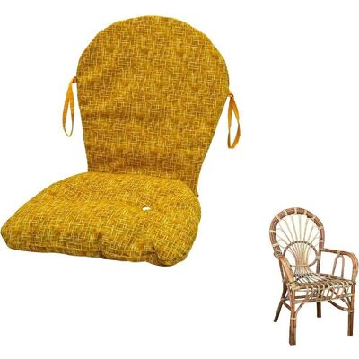Okaffarefatto Coussin Pour Fauteuil En Osier Et Bambou Motif Moutarde - Publicité Okaffarefatto Coussin Pour Fauteuil En Osier Et Bambou Motif Moutarde - Publicité