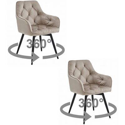 Sans Marque Fauteuil Jork360 - Velours Beige Foncé / Pieds Noirs X 2 - Publicité Sans Marque Fauteuil Jork360 - Velours Beige Foncé / Pieds Noirs X 2 - Publicité