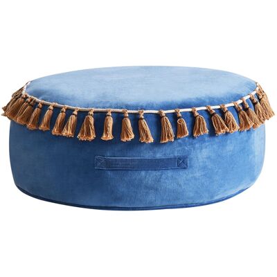 Beliani Pouf Rond Moderne En Velours Glamour Salon Chambre À Coucher Bleu Gotha - Publicité Beliani Pouf Rond Moderne En Velours Glamour Salon Chambre À Coucher Bleu Gotha - Publicité