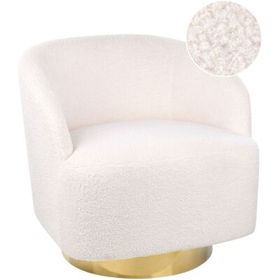 Beliani Fauteuil Courbe Glamour Art Déco Bouclé Blanc Base Dorée Ronde 360° Rotation - Publicité Beliani Fauteuil Courbe Glamour Art Déco Bouclé Blanc Base Dorée Ronde 360° Rotation - Publicité