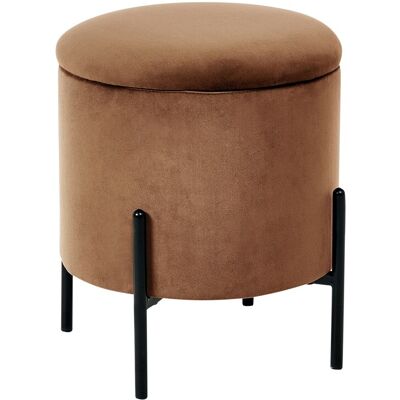 Beliani Pouf De Rangement En Velours Rembourré Base En Bois Rond Marron Foncé Wenona - Publicité Beliani Pouf De Rangement En Velours Rembourré Base En Bois Rond Marron Foncé Wenona - Publicité