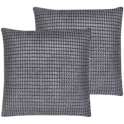 Ensemble de 2 Coussins en Velours Gris - Coussins - Publicité Ensemble de 2 Coussins en Velours Gris - Coussins - Publicité
