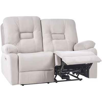 Beliani Canapé De Salon En Velours Beige Avec Port Usb Et Led 2 Places Inclinable Bergen - Publicité Beliani Canapé De Salon En Velours Beige Avec Port Usb Et Led 2 Places Inclinable Bergen - Publicité