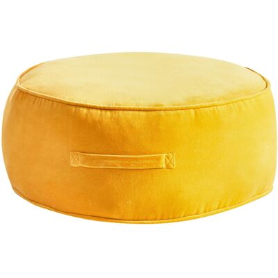 Beliani Pouf Rond Moderne En Velours Glamour Salon Chambre À Coucher Jaune Yulle - Publicité Beliani Pouf Rond Moderne En Velours Glamour Salon Chambre À Coucher Jaune Yulle - Publicité
