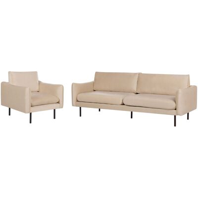 Ensemble Salon Beige Velours Pieds Noirs 3 Places - Ensemble Salon - Publicité Ensemble Salon Beige Velours Pieds Noirs 3 Places - Ensemble Salon - Publicité