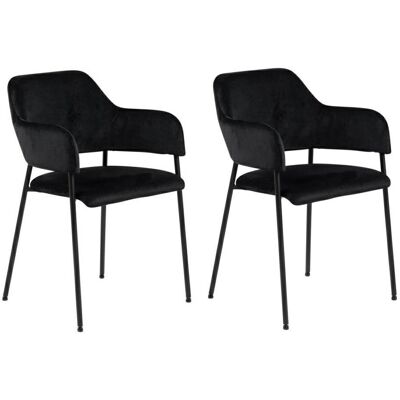 Sans Marque Lot De 2 Fauteuils Lima En Velours Avec Accoudoirs, Noirs - Publicité Sans Marque Lot De 2 Fauteuils Lima En Velours Avec Accoudoirs, Noirs - Publicité