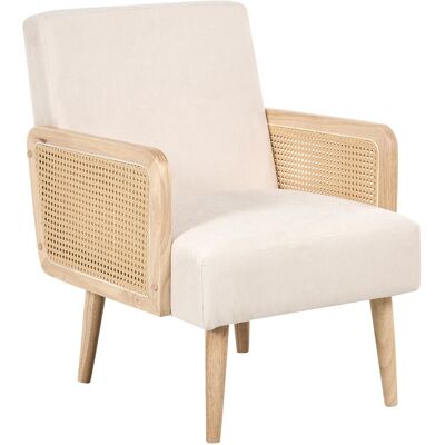 Beliani Fauteuil De Salon Rétro Avec Accoudoirs En Tresse Viennoise Rembourré Tissu Beig - Publicité Beliani Fauteuil De Salon Rétro Avec Accoudoirs En Tresse Viennoise Rembourré Tissu Beig - Publicité