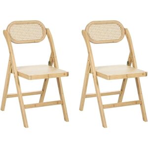 Beliani Lot De 2 Chaises De Salle À Manger Bohème En Bois De Bambou Et Rotin Pe Pliantes - Publicité Beliani Lot De 2 Chaises De Salle À Manger Bohème En Bois De Bambou Et Rotin Pe Pliantes - Publicité