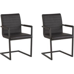 Beliani - Lot De 2 Chaises Porte-À-Faux - Buford - En Cuir Pu Et Métal, Noir - Publicité Beliani - Lot De 2 Chaises Porte-À-Faux - Buford - En Cuir Pu Et Métal, Noir - Publicité