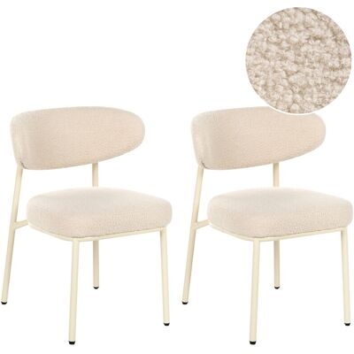 Beliani Lot De 2 Chaises De Salle À Manger Rétro En Bouclé Sans Accoudoirs Pieds En Fer - Publicité Beliani Lot De 2 Chaises De Salle À Manger Rétro En Bouclé Sans Accoudoirs Pieds En Fer - Publicité