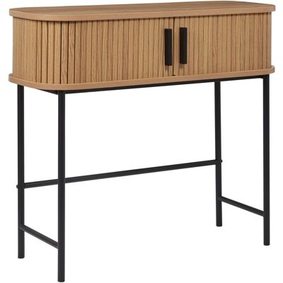 Beliani Console Retro Mdf Pieds Métalliques Bois Clair Bradley - Publicité Beliani Console Retro Mdf Pieds Métalliques Bois Clair Bradley - Publicité