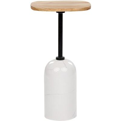 Beliani Table d'Appoint Ronde Bois Clair Métal Blanc - Moderne - Publicité Beliani Table d'Appoint Ronde Bois Clair Métal Blanc - Moderne - Publicité