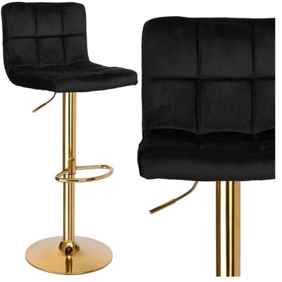 Sans Marque Tabouret De Bar Arako Doré, Velours Noir - Publicité Sans Marque Tabouret De Bar Arako Doré, Velours Noir - Publicité